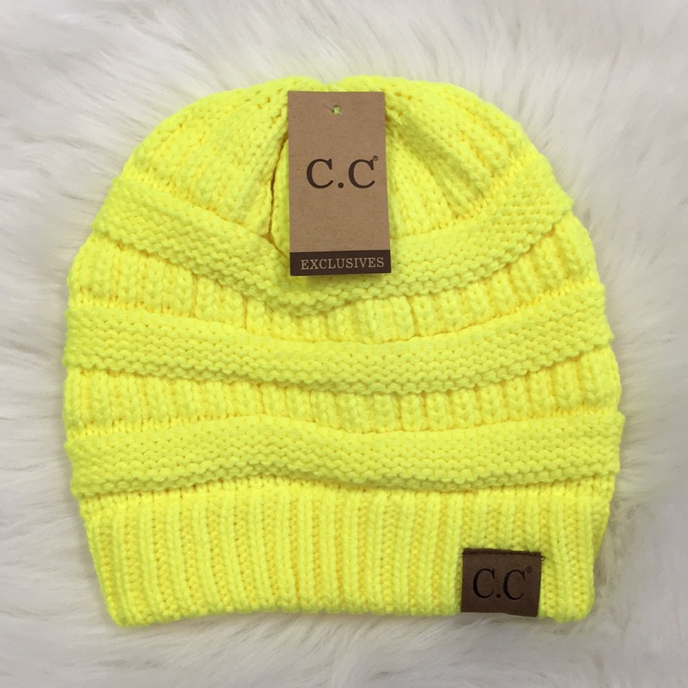 EUC (worn a couple times) Neon Yellow Classic C.C Beanie